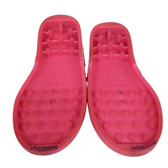 Mini Melissa Jelly Sandals Hot Pink Fisherman Sandals Hook & Loop Girls 7 - Picture 7 of 8